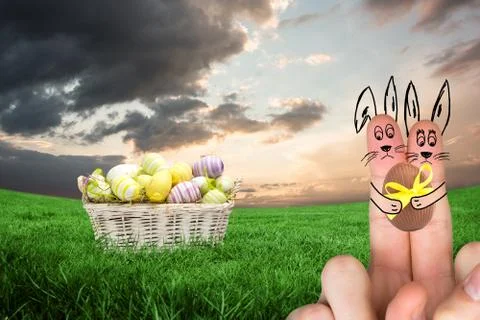Composite image of fingers as easter bunny Stock Illustration