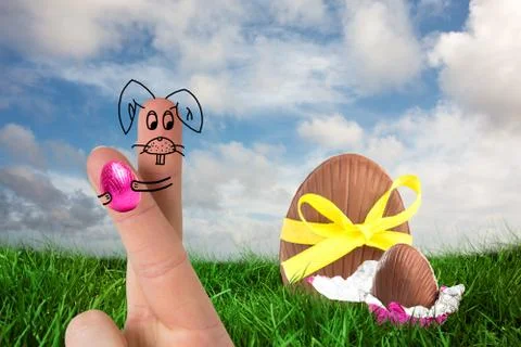 Composite image of fingers as easter bunny Stock Illustration