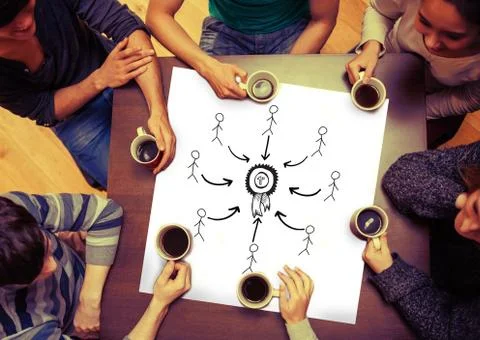Composite image of first place doodle with stick figures on page Stock Illustration