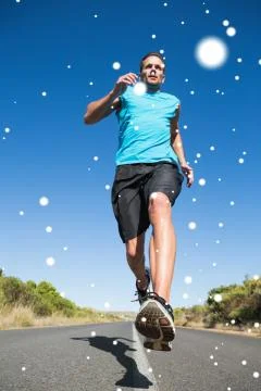 Composite image of fit man jogging on the open road Stock Illustration