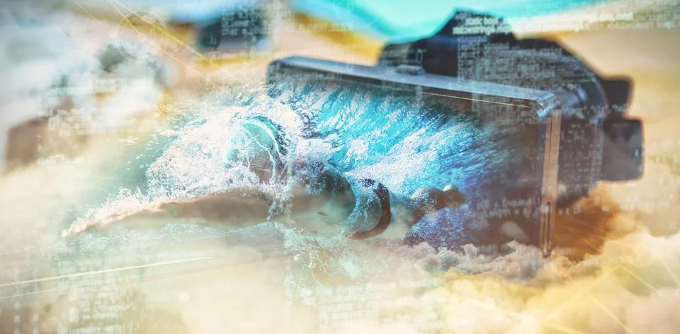 Composite image of fit swimmer training by himself Stock Illustration