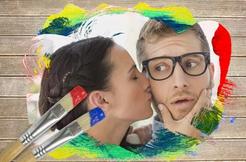 Composite image of flirty colleagues Stock Illustration