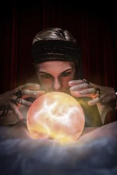 Composite image of fortune teller forecasting the future Stock-Fotos
