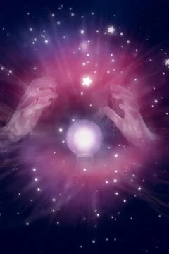 Composite image of fortune teller using crystal ball Stock Illustration