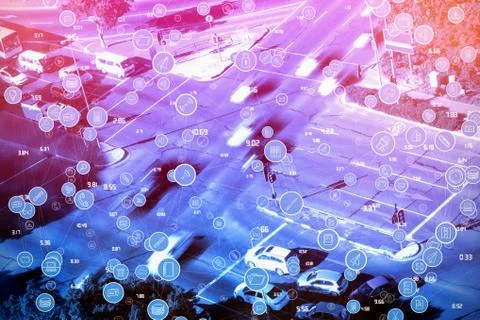 Composite image of full frame shot of circular blue computer icons Stock Illustration