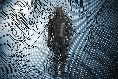 Composite image of full length of black pixelated 3d man Stock Illustration