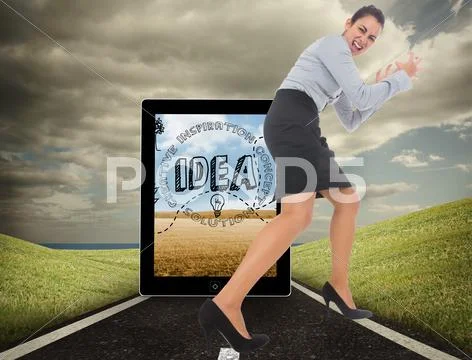 Composite image of furious businesswoman gesturing Stock Illustration