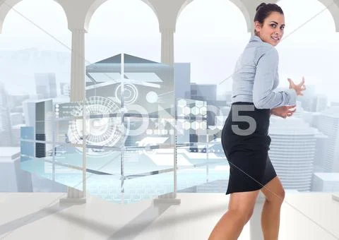 Composite image of furious businesswoman gesturing Stock Illustration