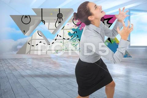 Composite image of furious businesswoman gesturing Stock Illustration