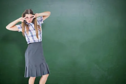Composite image of geeky hipster dancing Foto stock