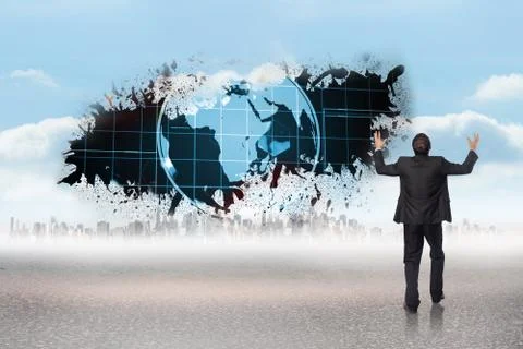 Composite image of gesturing businessman Ilustración de archivo