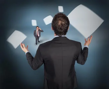 Composite image of gesturing businessman with tiny businessman Stock Illustration
