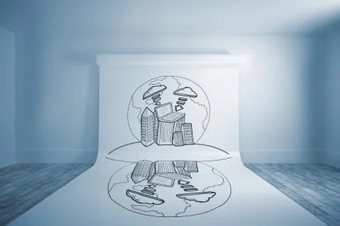 Composite image of global cloud computing doodle Stock Illustration