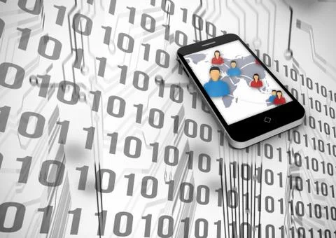 Composite image of global communities on smartphone screen Illustrazione stock