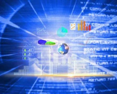 Composite image of global technology background 库存插图