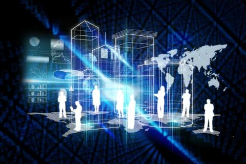 Composite image of global technology background Stockillustratie