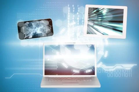 Composite image of globe by binary coding on blue background Stock Photos