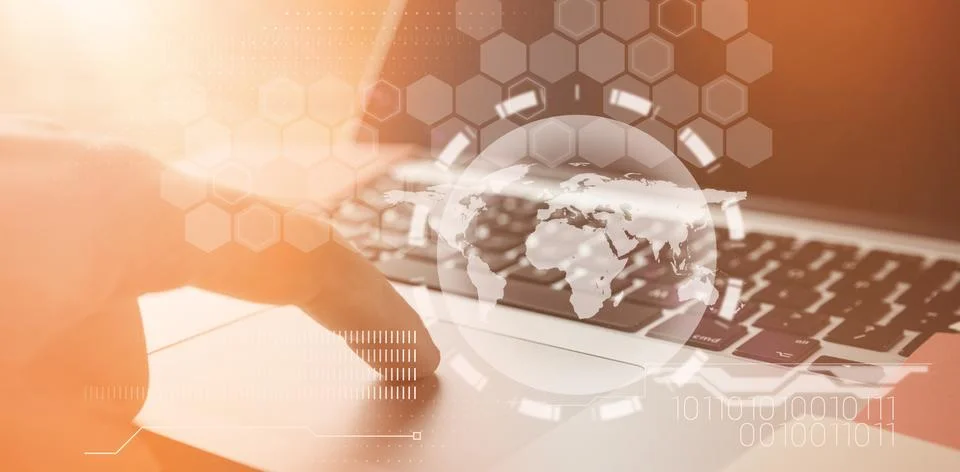 Composite image of globe by binary coding on black background 3d Stock Photos