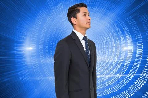 Composite image of glowing futuristic binary code spiral Stock Illustration