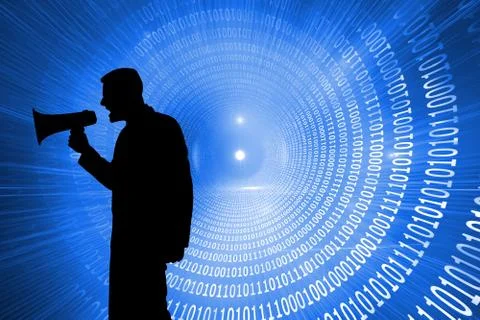 Composite image of glowing futuristic binary code spiral Stockillustratie