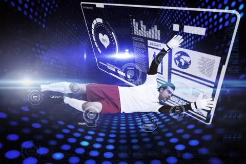 Composite image of goalkeeper in white making a save Ilustración de archivo