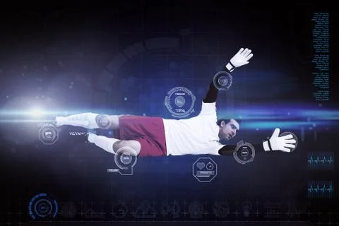 Composite image of goalkeeper in white making a save Ilustración de archivo