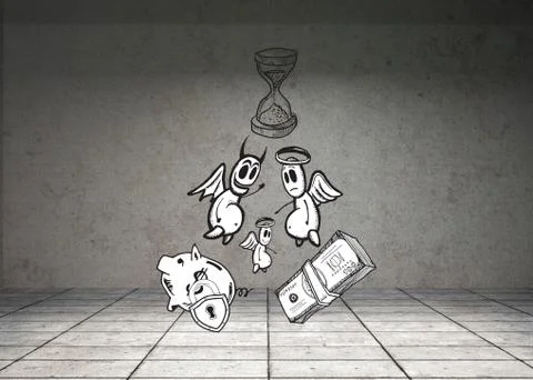 Composite image of good banking vs bad banking doodle Stock Illustration