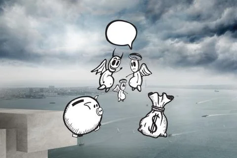 Composite image of good banking vs bad banking doodle Stock Illustration