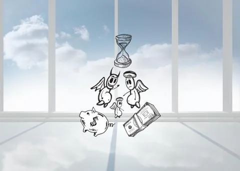 Composite image of good banking vs bad banking doodle Stock Illustration