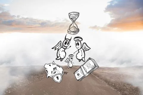 Composite image of good banking vs bad banking doodle Stock Illustration