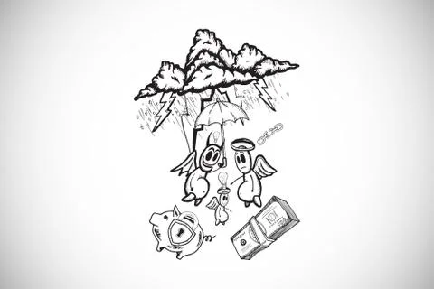 Composite image of good finance vs bad finance doodle Stock Illustration