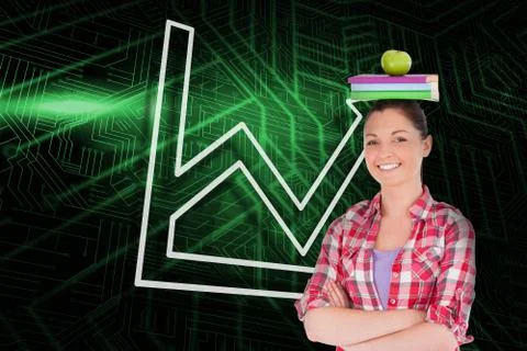 Composite image of graph and arrow and student Illustrazione stock