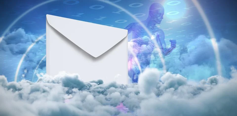 Composite image of graphic of envelope on white background Stock Illustration