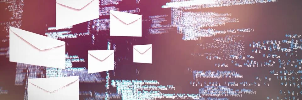 Composite image of graphic of envelopes on white background Stock Illustration