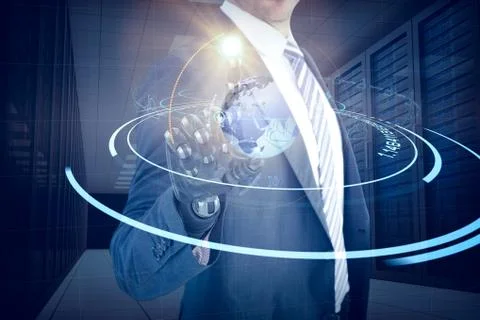 Composite image of graphic image of businessman with robotic hand 3d Stock Illustration
