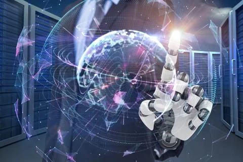 Composite image of graphic image of businessman with robotic arm 3d Stock Illustration