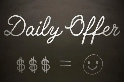 Composite image of graphic image of daily offer text with dollar signs Grats Stockgrafik
