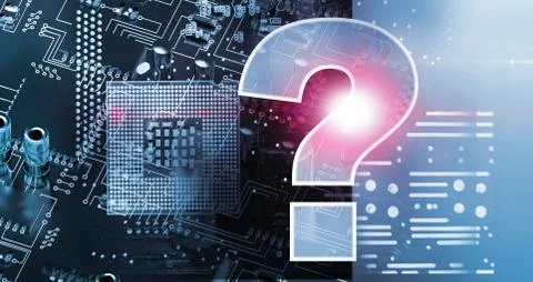 Composite image of graphic image of question mark Foto stock