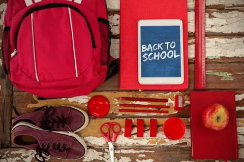 Composite image of graphic image of red back to school text Stock Photos