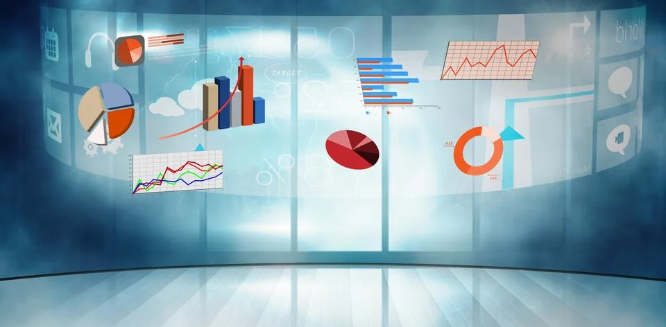 Composite image of graphs and charts Illustrazione stock