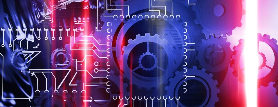 Composite image of group of cogs on white background Stock Illustration