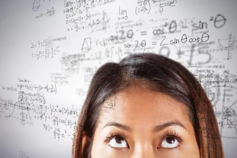 Composite image of half face of beautiful asian woman Stock Photos