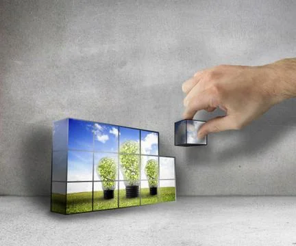 Composite image of hand building wall Stock Illustration