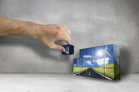 Composite image of hand building wall Stock Illustration