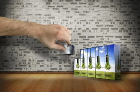 Composite image of hand building wall Stock Illustration