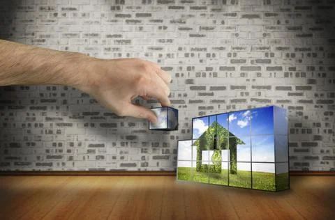 Composite image of hand building wall Ilustración de archivo