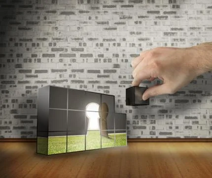 Composite image of hand building wall Stock Illustration
