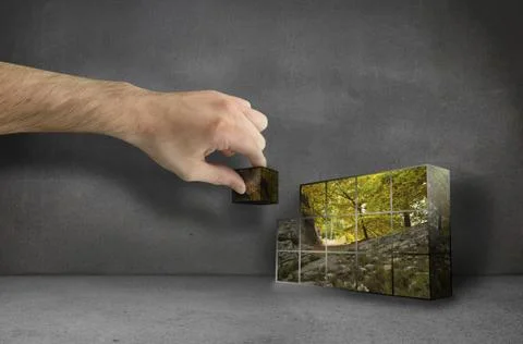 Composite image of hand building wall Stock Illustration