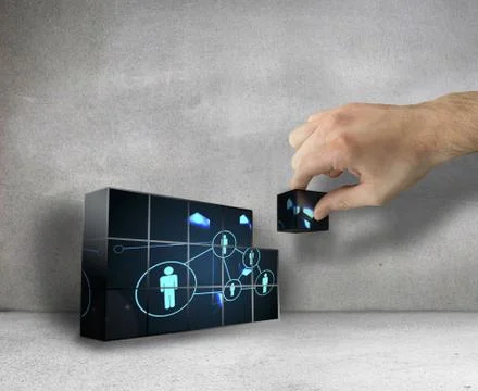 Composite image of hand building wall Stock Illustration
