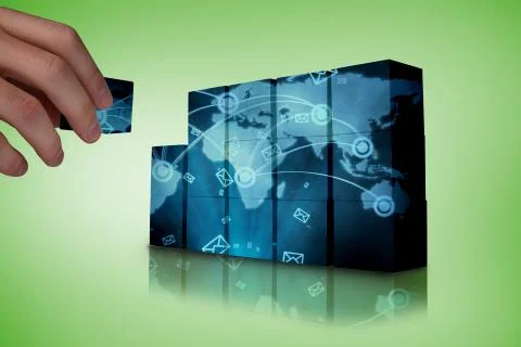 Composite image of hand building wall Stock Illustration